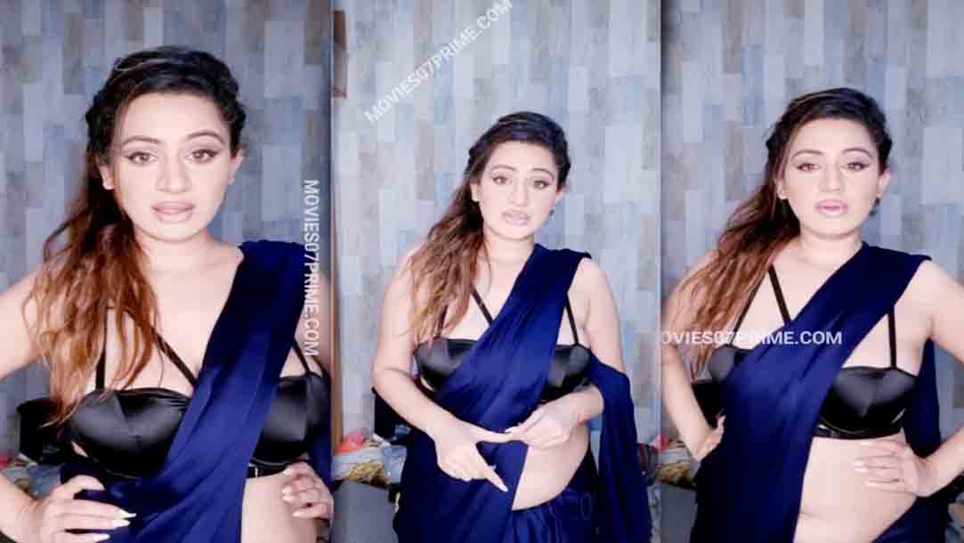 Kenisha Awasthi Blue Saree Black Bra Lives Show